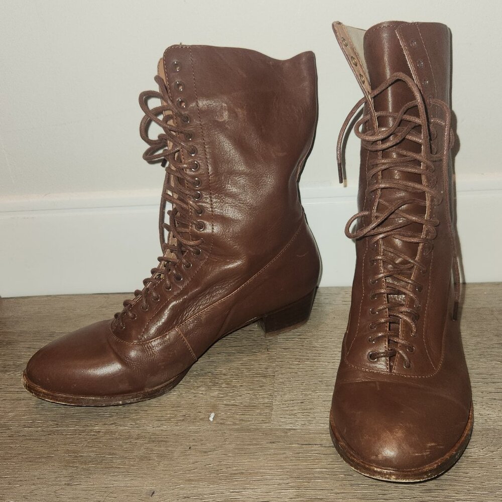 memery - Edwardian "Ruth" boots in dark brown, wide
